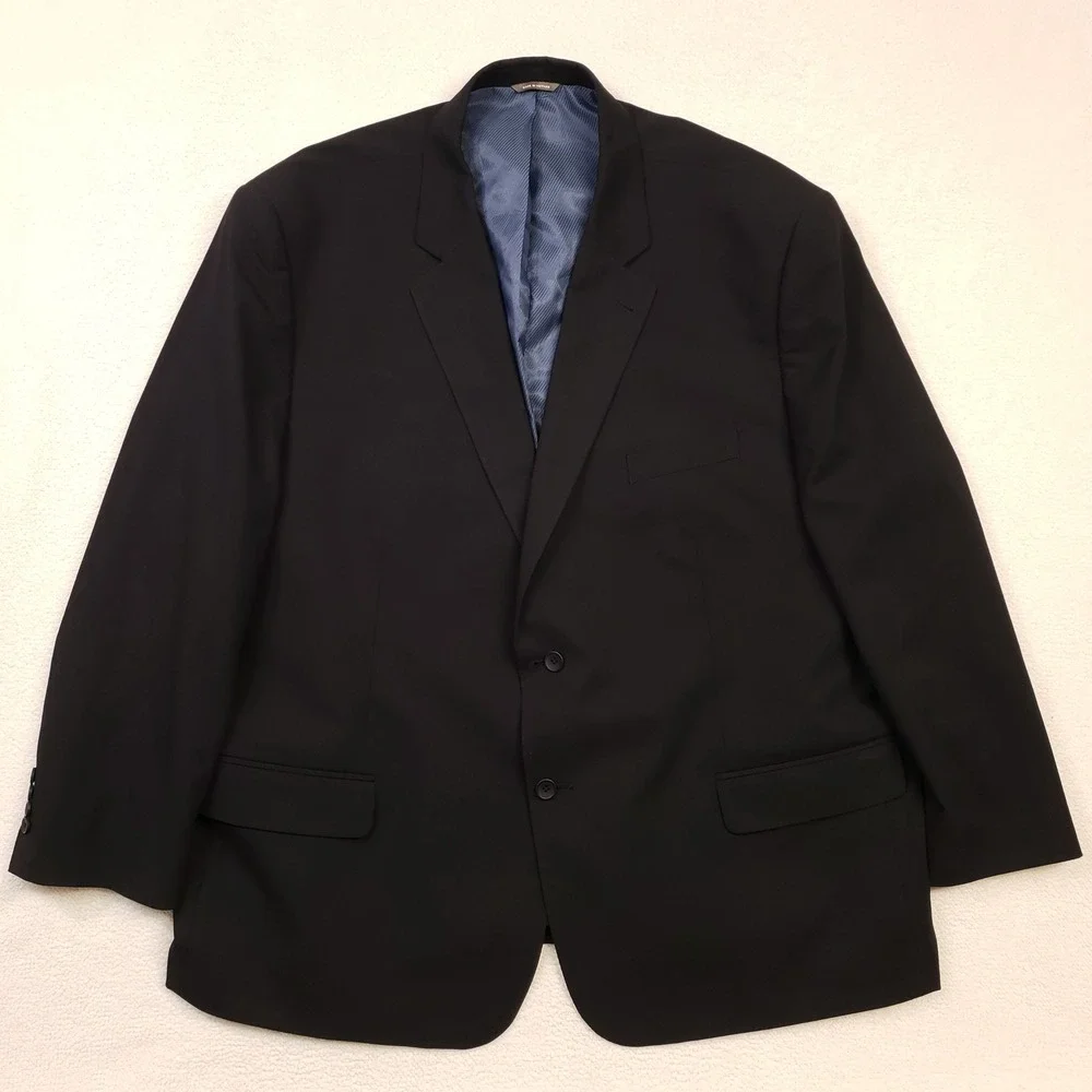 Oak Hill Suit Jacket Mens 56 Long Black Wool Blend Stretch Blazer Big & Tall